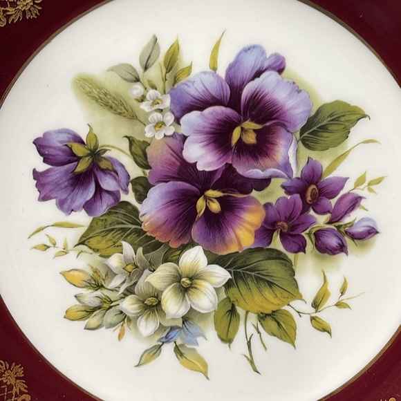 Weatherby Royal Falcon Pansy Floral Plate Made In England Decorative Use - Picture 2 of 12